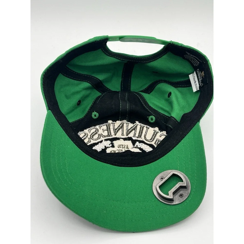 Guinness SnapBack Hat With Bottle Opener Irish St Patricks Day Black And Green